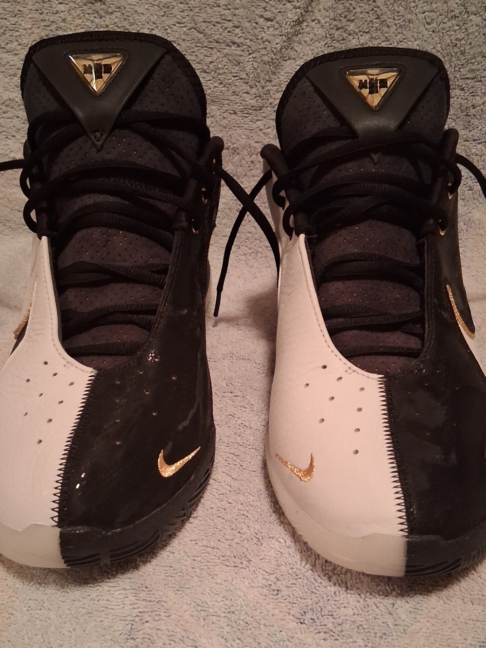 Nike Black, White & Gold LeBron Men's Athletic Basketball Shoes